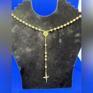 Pretty Bird 18K Yellow Gold Plated Rosary Bead Necklace - 23.5"